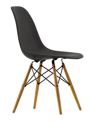Plastikowe Krzesło do Jadalni DSW Vitra Eames w Kolorze Głębokiej Czarny/ Złoty Klon