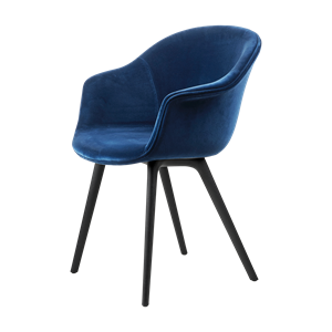 GUBI Krzesło do Jadalni Bat Plastikowe Nogi Aksamit 420 Szafirowy Niebieski