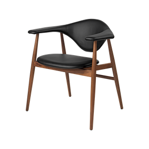 GUBI Masculo Krzesło do Jadalni Tapicerowane Skórą z Nogami w Orzech Włoski