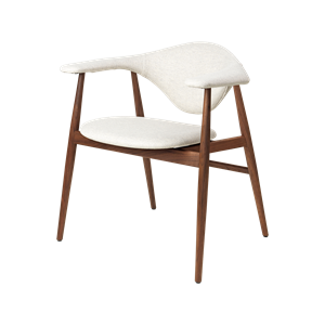 Krzesło do Jadalni GUBI Masculo Tapicerowane Gładkim Materiałem 0026 z Nogami z Orzech Włoski