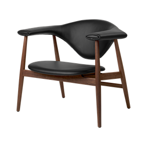 Fotel GUBI Masculo Tapicerowany Innym Materiałem Crib5 Czarny z Nogami z Orzech Włoski