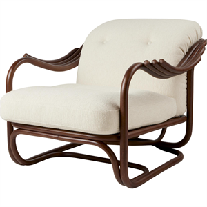 Fotel Gubi Poltrone Tria Ciemny Rattan/Bouclé 001