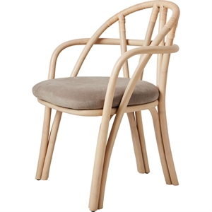 Krzesło do Jadalni Gubi Bistra z Podłokietnikami, Naturalny Lakierowany rattan/Fustagno Limonta 002