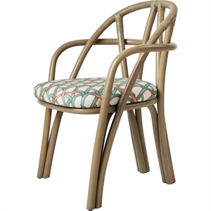 Krzesło do Jadalni Gubi Bistra z Podłokietnikami, Rattan w Kolorze oliwkowym/Reales Limonta 001