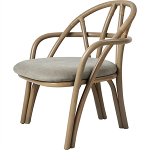 Fotel Gubi Bistra Rattan Barwiony w Kolorze oliwkowym/Fustagno Limonta 003