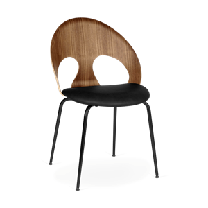 Krzesło do Jadalni VERMUND VL1100 Orzech Włoski/ Czarny skóra/Czarny Rama