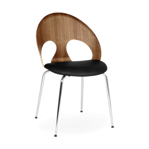 Krzesło do Jadalni VERMUND VL1100 Orzech Włoski/ Czarny skóra/Chrom Rama