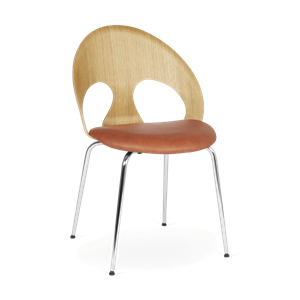 Krzesło do Jadalni VERMUND VL1100 Dąb Naturalny/skóra Koniakowa/ Chrom Rama
