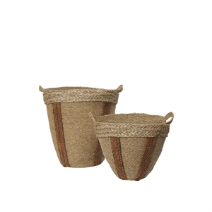 Ferm Living Mar Woven Basket Set 2 Naturalny/ Kasztanowy