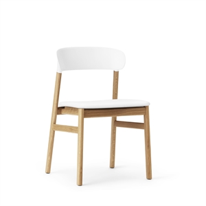 Krzesło do Jadalni Normann Copenhagen Herit, Dąb Tapicerowany Skórą/ Biały