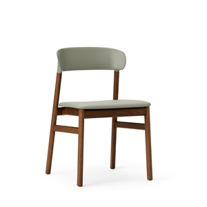 Krzesło do Jadalni Normann Copenhagen Herit, Tapicerowane Skórą Wędzony Dąb/brudna Zielony