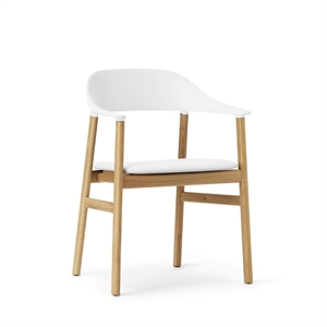 Krzesło do Jadalni Normann Copenhagen Herit z Podłokietnikiem, Tapicerowane Skórą, Dąb/ Biały