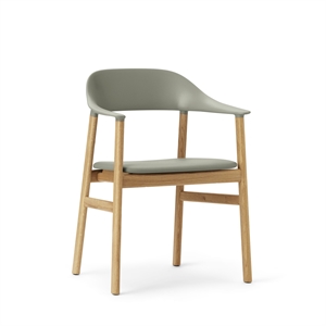 Krzesło do Jadalni Normann Copenhagen Herit z Podłokietnikiem, Tapicerowane Skórą, Dębem/ Zielony