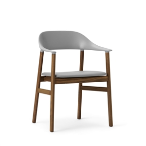 Krzesło do Jadalni Normann Copenhagen Herit z Podłokietnikiem, Tapicerowane Skórą Wędzonym Dębem/ Szary