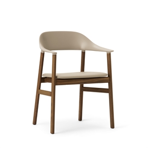 Krzesło do Jadalni Normann Copenhagen Herit z Podłokietnikiem, Tapicerowane Skórą, Wędzony Dąb/ Piaskowy
