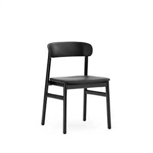 Krzesło do Jadalni Normann Copenhagen Herit, Tapicerowane Skórą w Kolorze Czarny Dębu
