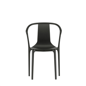 Krzesło Ogrodowe Vitra Belleville z Podłokietnikami i Plastikową Skorupą w Kolorze Głębokiej Czarny