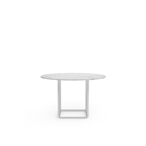Stół do Jadalni New Works Florence Ø120 Biały Marmur Carrera z Biały Ramą