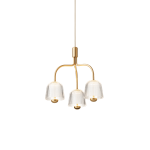Nuura Asteea 3 Lampa Wisząca Satyna Mosiężny/ Przezroczysty