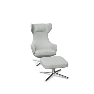 Fotel Vitra Grand Repos z Pufem Dumet Pebble Melange/ Chrom