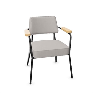 Krzesło do Jadalni Vitra Fauteuil Twill Jasnoszary/Dąb Naturalny/Głęboka Czarny