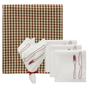 Zestaw do herbaty Decotique La Tavola & Oliva 4 serwetki + 1 obrus Brązowy/ Burgundowy