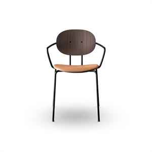 Krzesło do Jadalni Sibast Furniture Piet Hein, Czarny z Podłokietnikami , Orzech Włoski i Skóra Koniakowa