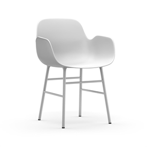 Krzesło do Jadalni Normann Copenhagen z Podłokietnikami w Biały/ Biały Stalą