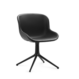 Krzesło Obrotowe Tapicerowane Normann Copenhagen Hyg, Czarny Aluminiowy/ Czarny Skóra, 41599