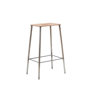 Stołek Frama Adam H65 Surowa Stal/skóra
