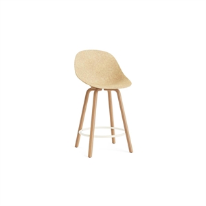 Normann Copenhagen Matowy Bar Stool z oparciem 65 cm Buk/ Kremowy/Konopie