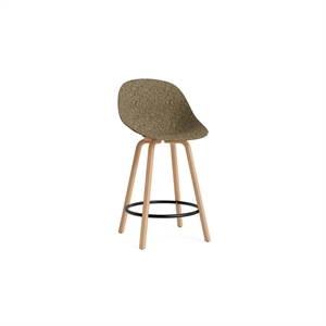 Normann Copenhagen Matowy Bar Stool Z Oparciem 65 cm Buk/ Czarny/Wodorosty