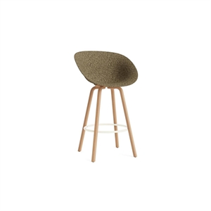 Normann Copenhagen Matowy Bar Stool Z Podłokietnikami 75 cm Buk/ Kremowy/Algi