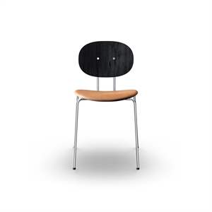 Krzesło do Jadalni Sibast Furniture Piet Hein , Chrom Czarny Dąb i Koniakowa Skóra