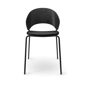 Krzesło do Jadalni Eva Solo Dosina Siedzisko Tapicerowane w Czarny/ Czarny Skóry