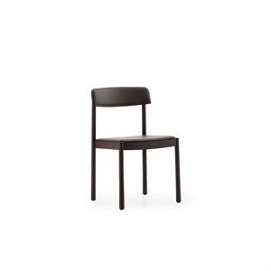 Krzesło do jadalni Normann Copenhagen Timb tapicerowane skórą w Brązowy/czekoladowym