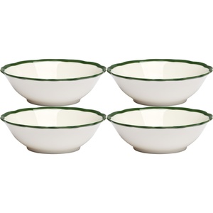 Miska Decotique Fleur 15 cm Zestaw 4 sztuk Biały/ Ciemnozielony