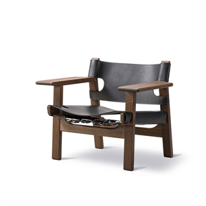 Fredericia Furniture Hiszpańskie Krzesło z Wędzonego, Olejowanego Dębu/ Czarny Skóra Siodłowa