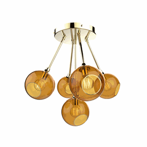 Design by Us Ballroom Molecule Lampa sufitowa Bursztynowa i Złota