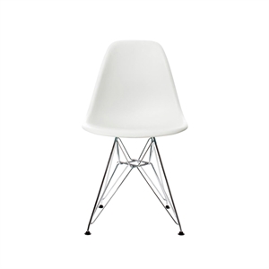 Plastikowe Krzesło do Jadalni Vitra Eames DSR, Biały/ Chrom