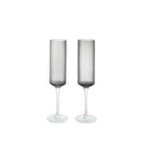 Kieliszki do Szampański Ferm Living Ripple 15cl Zestaw 2 Sztuk w Kolorze Przydymionej Szary