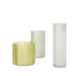 Zestaw trzech wazonów Hübsch w kolorze Przezroczysty/ Ciemnozielony/ jasnozielonym