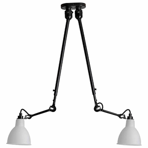 Lampe Gras N302 Lampa sufitowa Double Czarna Matowa i Abażur Szkło Opalowe