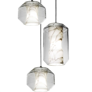 Lee Broom Chamber Light Lampa Wisząca 3 Szt. Carrara Marmur/Kryształowy