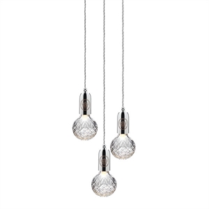 Lee Broom Lampa Wisząca z Kryształową Żarówką 3 Szt. Przezroczysty/ Chromowana