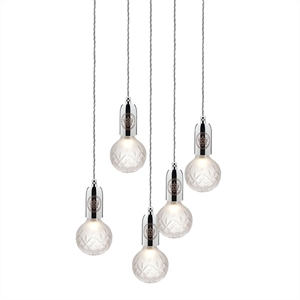 Lee Broom Crystal Bulb Lampa Wisząca 5 Szt. Matowa/ Chromowana
