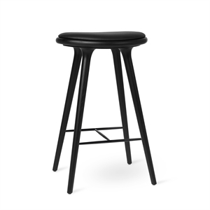 Hoker Barowy Mater High Stool, Czarny Dąb/ultra Czarny Skóra, 74 cm