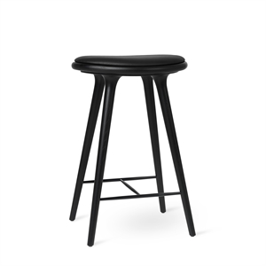 Hoker Barowy Mater High Stool, Czarny Dąb/ultra Czarny Skóra, 69 cm
