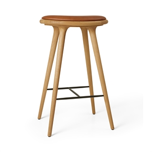 Hoker Barowy Mater High Stool, Olejowany Dąb/skóra Orzech Włoski , 74 cm