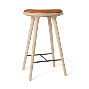 Hoker Barowy Mater High Stool, Dąb Matowy /skóra Orzech Włoski , 74 cm